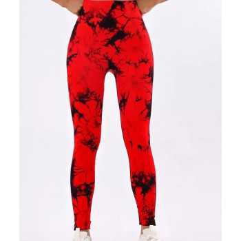 Леггинсы женские спортивные с пуш-ап Tie Dye 18901 S красный мрамор