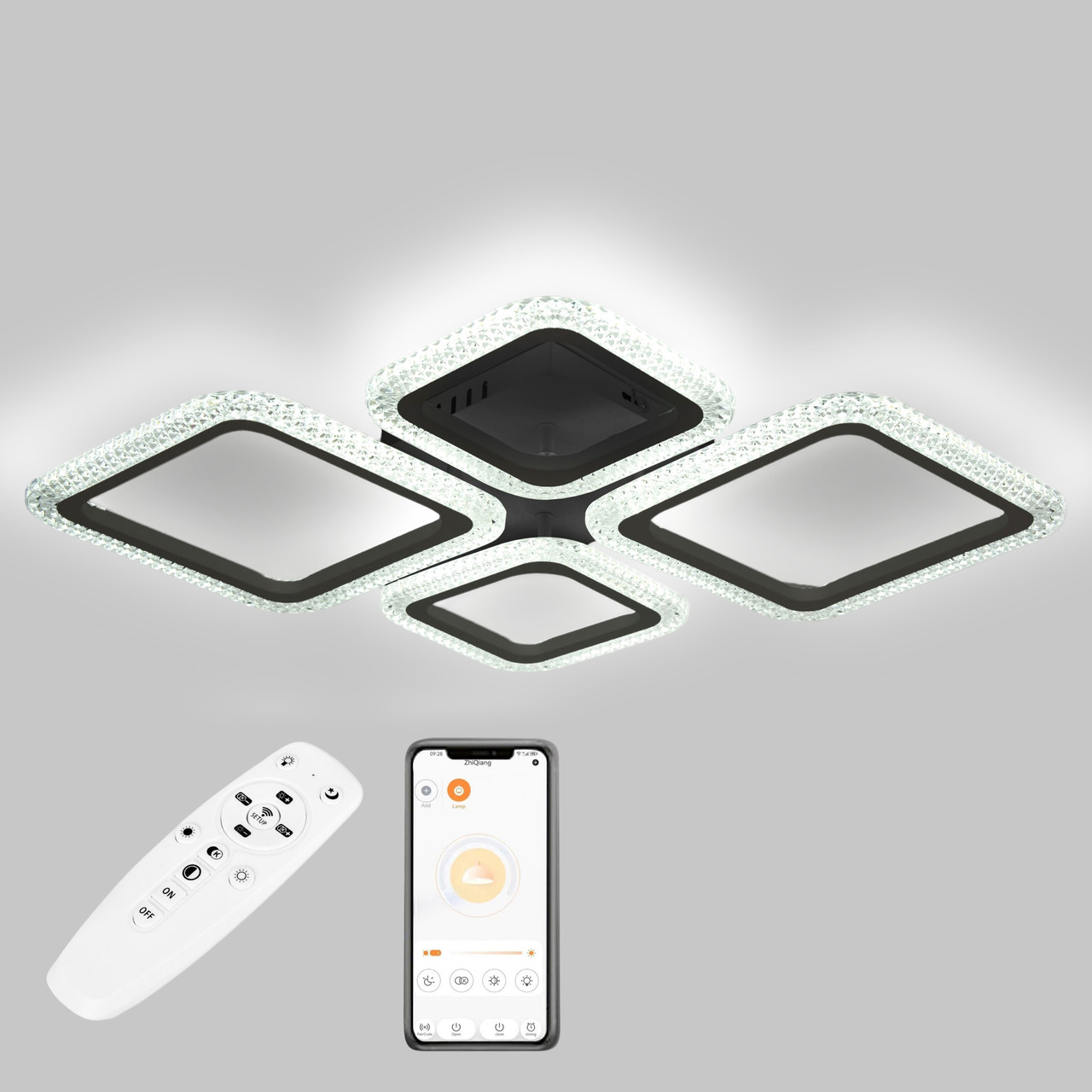 Потолочная LED люстра, светильник светодиодный черный Sunlight 6063/2+2