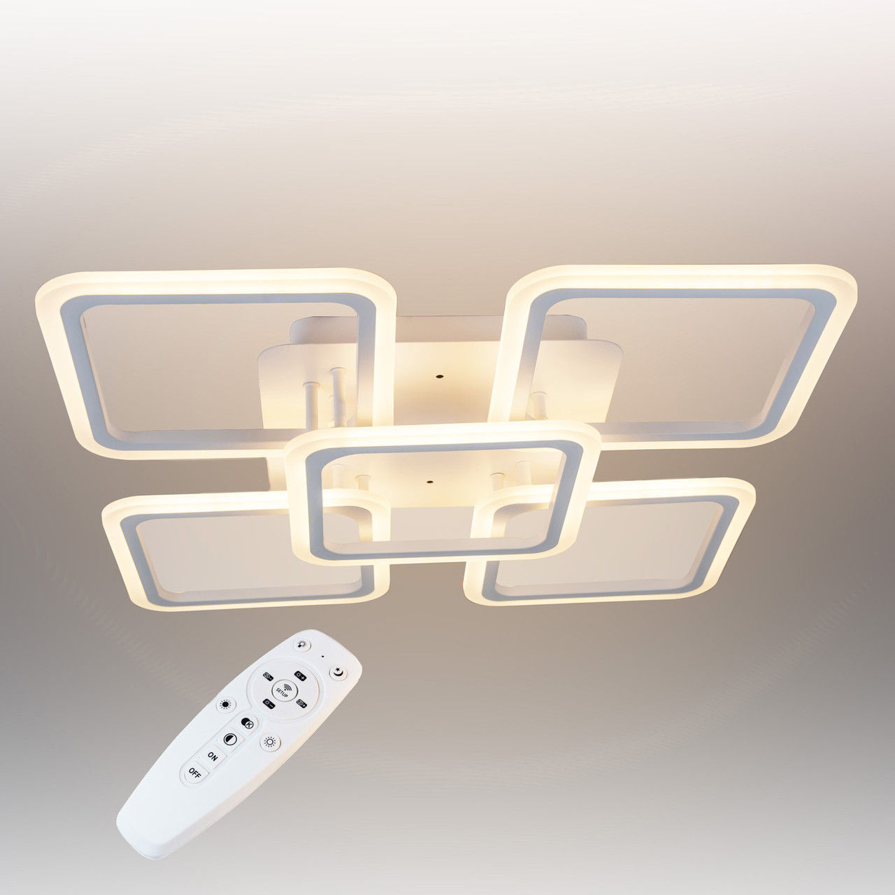 Потолочная LED люстра, светильник светодиодный белый Sunlight  6325/4+1S+S
