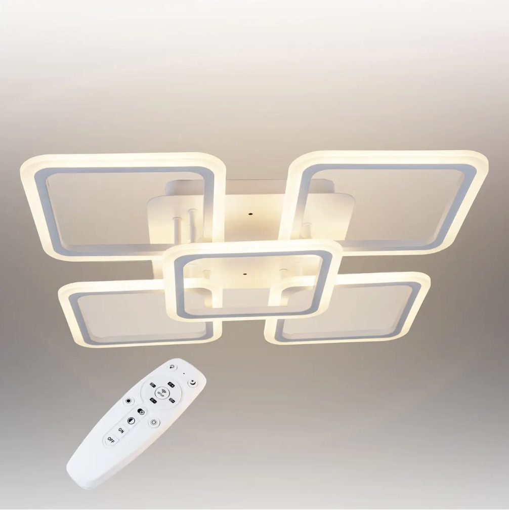 Потолочная LED люстра, светильник светодиодный белый Sunlight  6325/4+1S