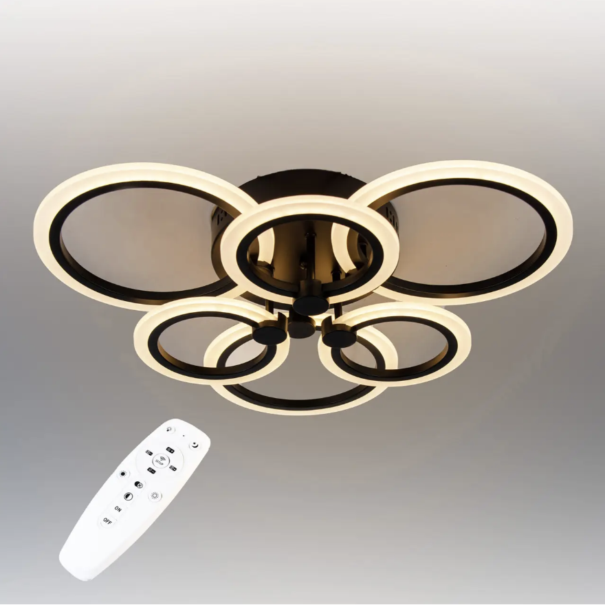 Потолочная LED люстра, светильник светодиодный черный Sunlight 6326/3+3