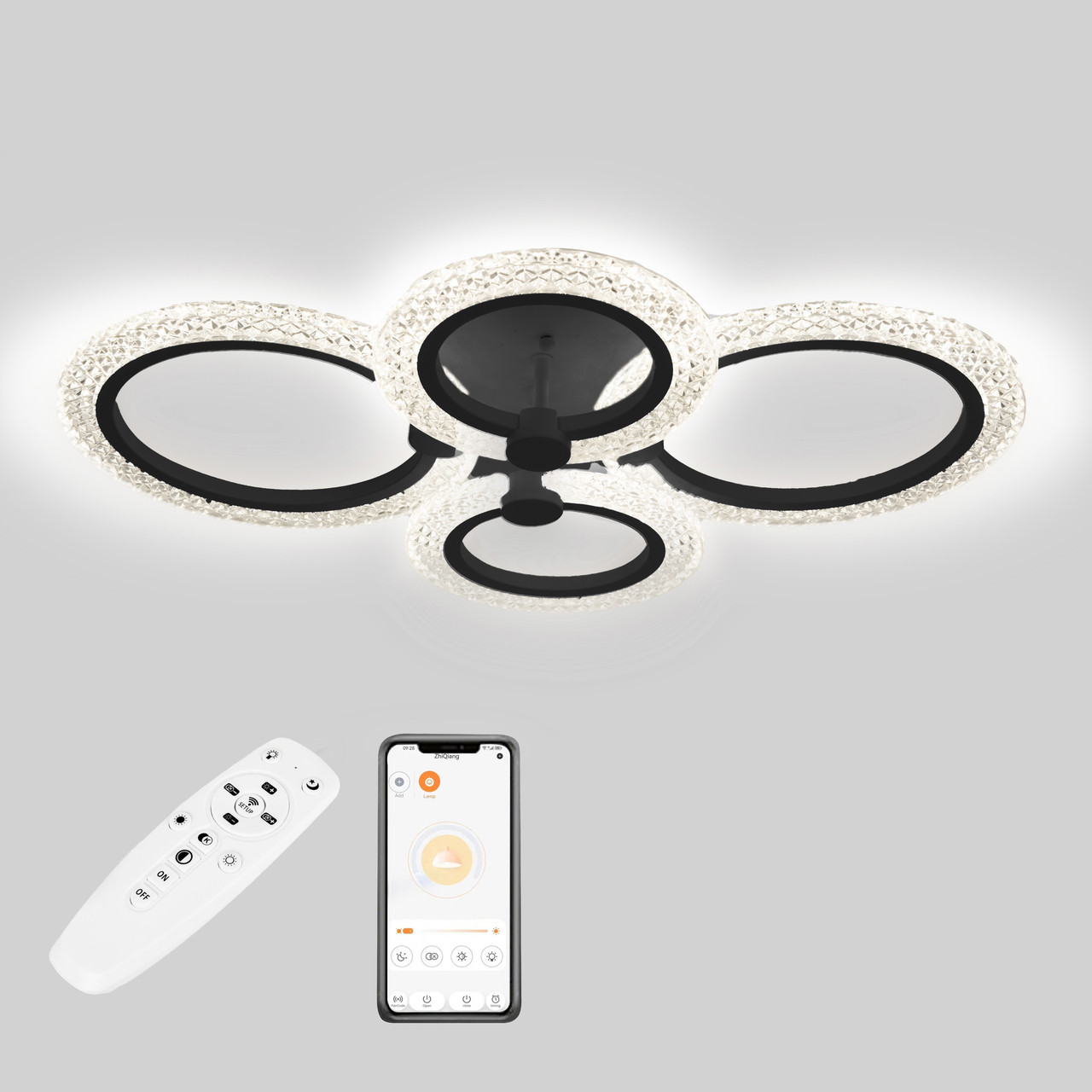 Потолочная LED люстра, светильник светодиодный черный Sunlight  5805/2+2