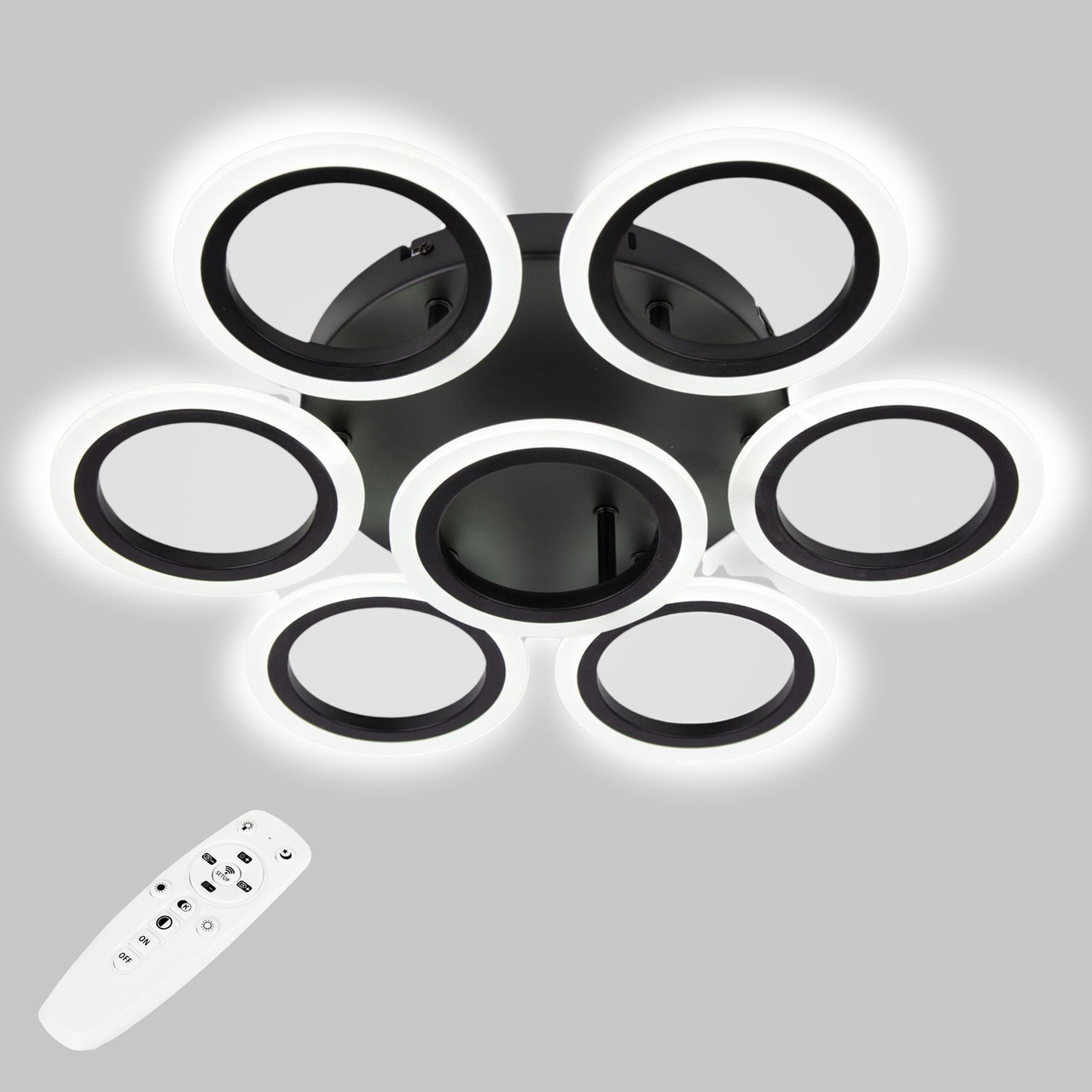 Потолочная LED люстра, светильник светодиодный черный Sunlight 6326/6+1S