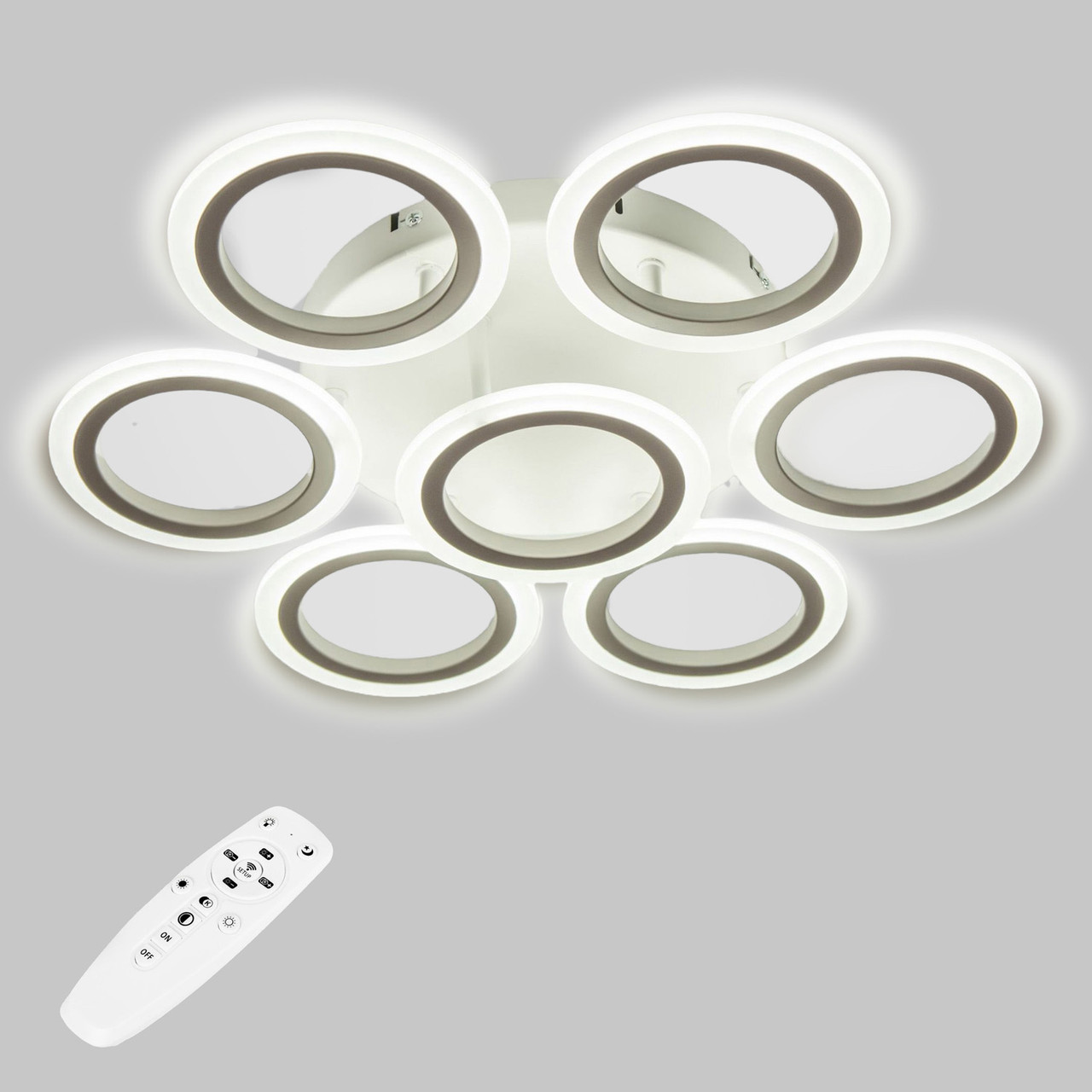 Потолочная LED люстра, светильник светодиодный белый Sunlight 6326/6+1S