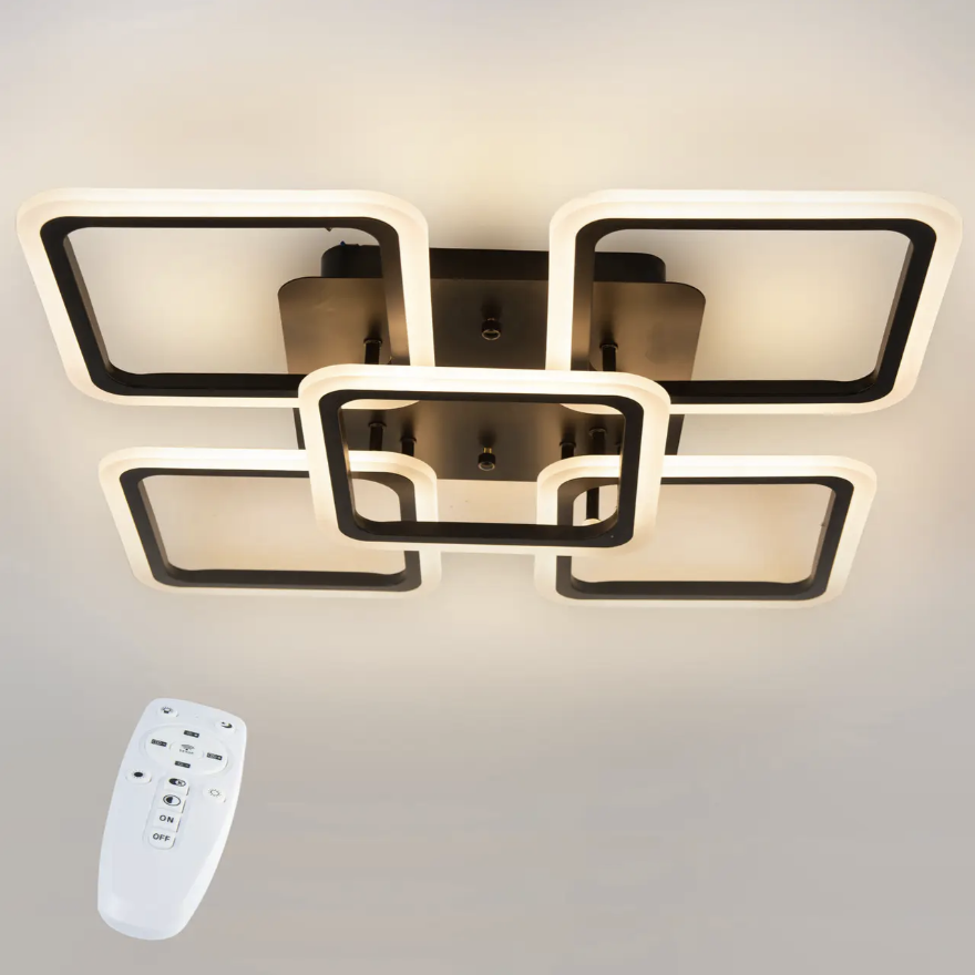 Потолочная LED люстра, светильник светодиодный черный Sunlight  6325/4+1S+S