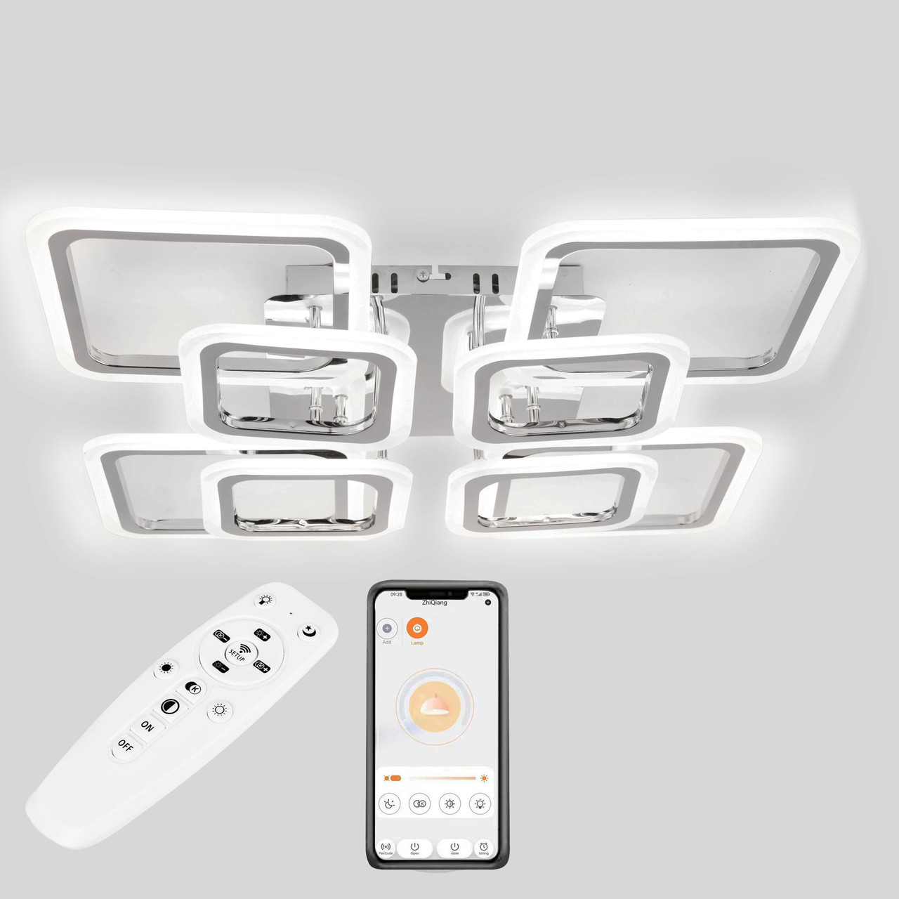 Потолочная LED люстра, светильник светодиодный хром Sunlight 5331/4+4