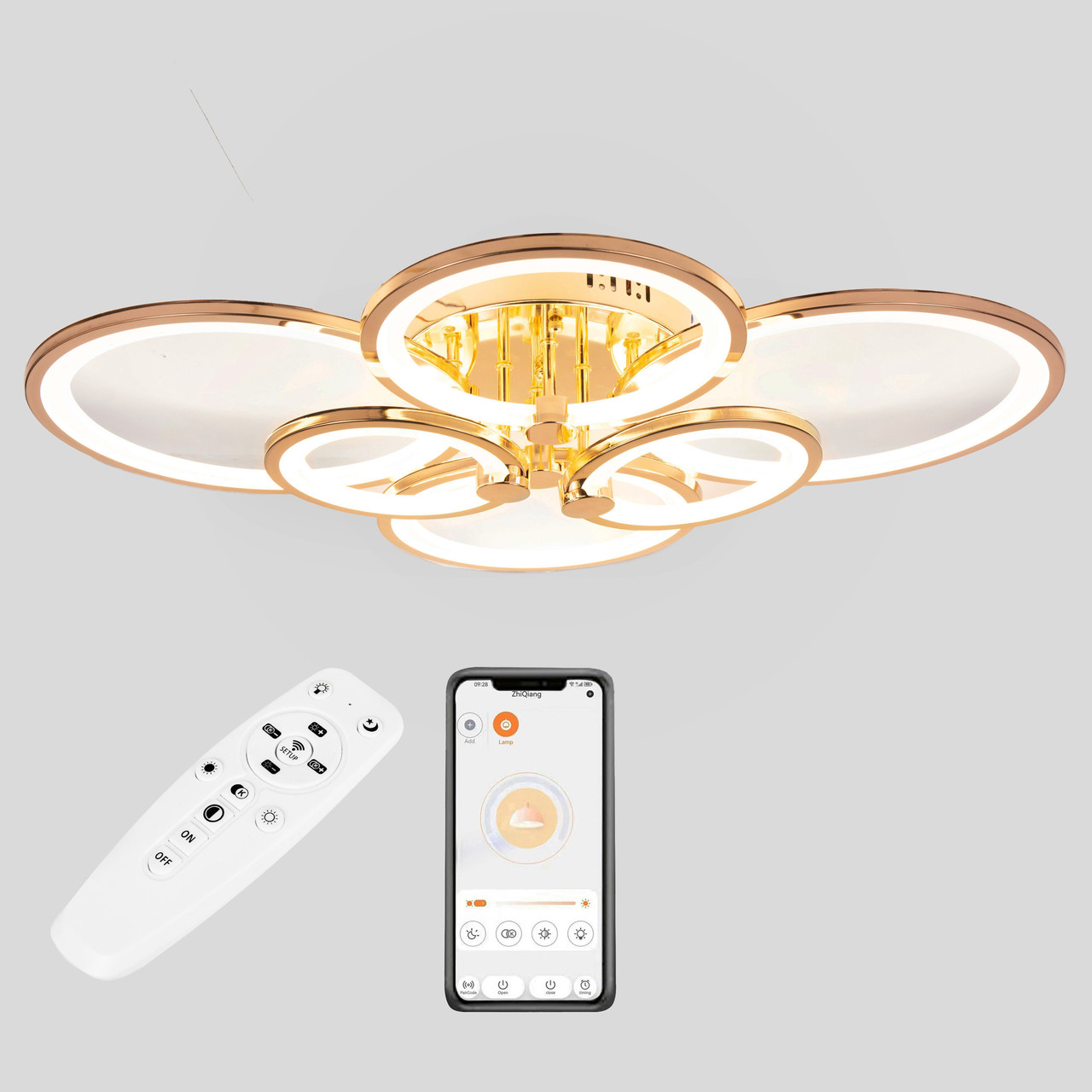 Потолочная LED люстра, светильник светодиодный золото Sunlight  5332/2+2+2