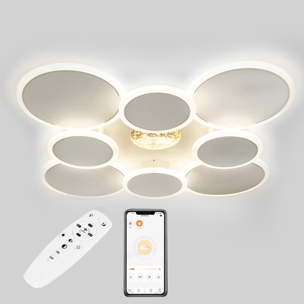 Потолочная LED люстра, светильник светодиодный Sunlight 5890/4+4