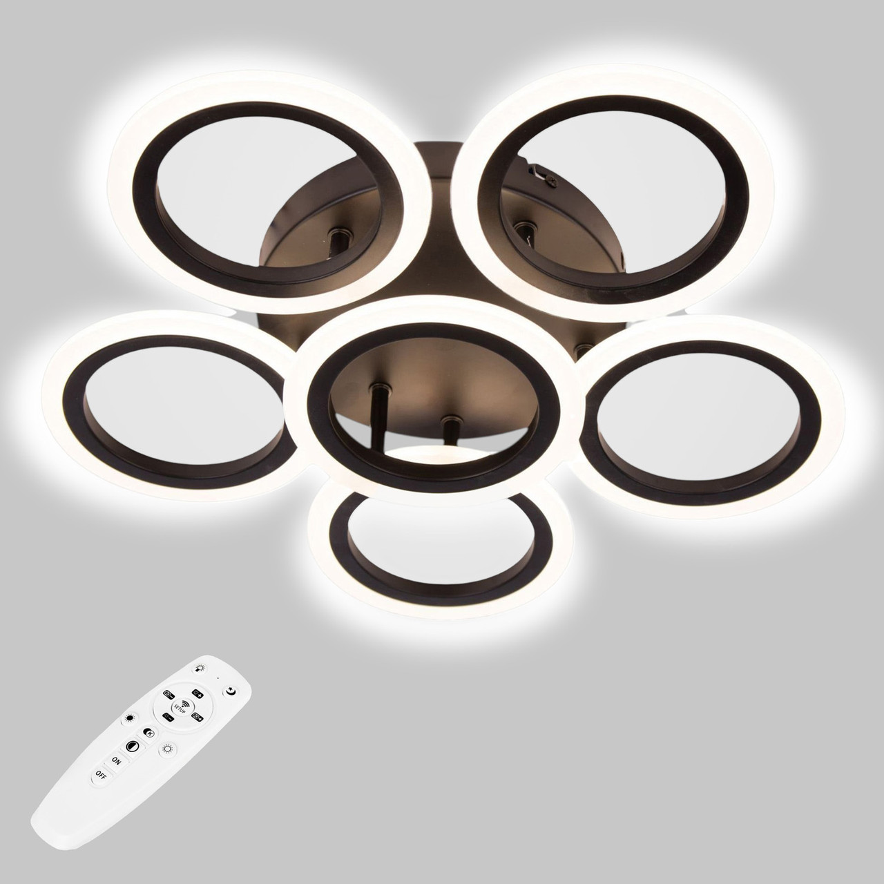 Потолочная LED люстра, светильник светодиодный черный Sunlight 6326/5+1S