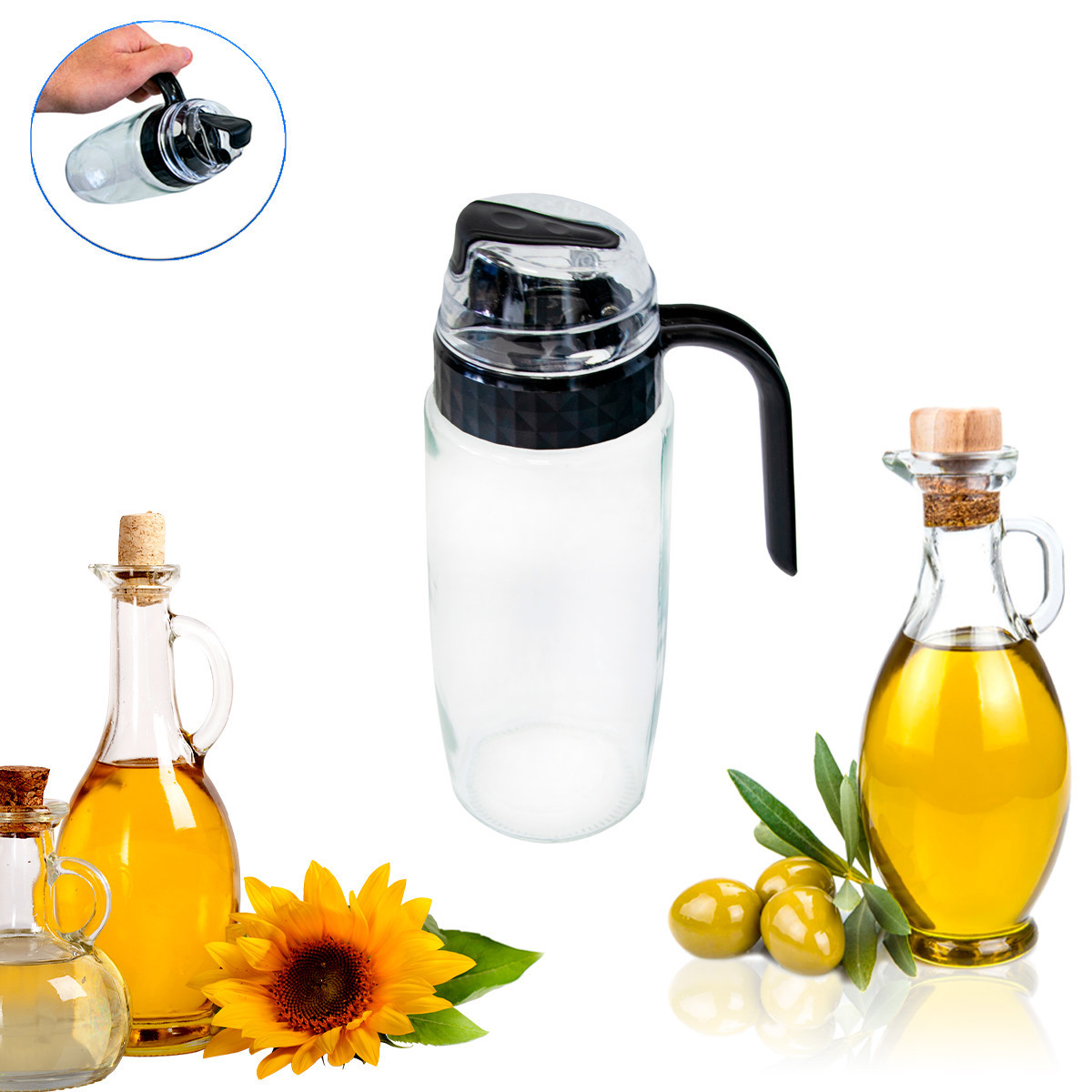 Бутылка для масла и уксуса с дозатором 600ml емкость для подсолнечного и оливкового масла, дозатор масла