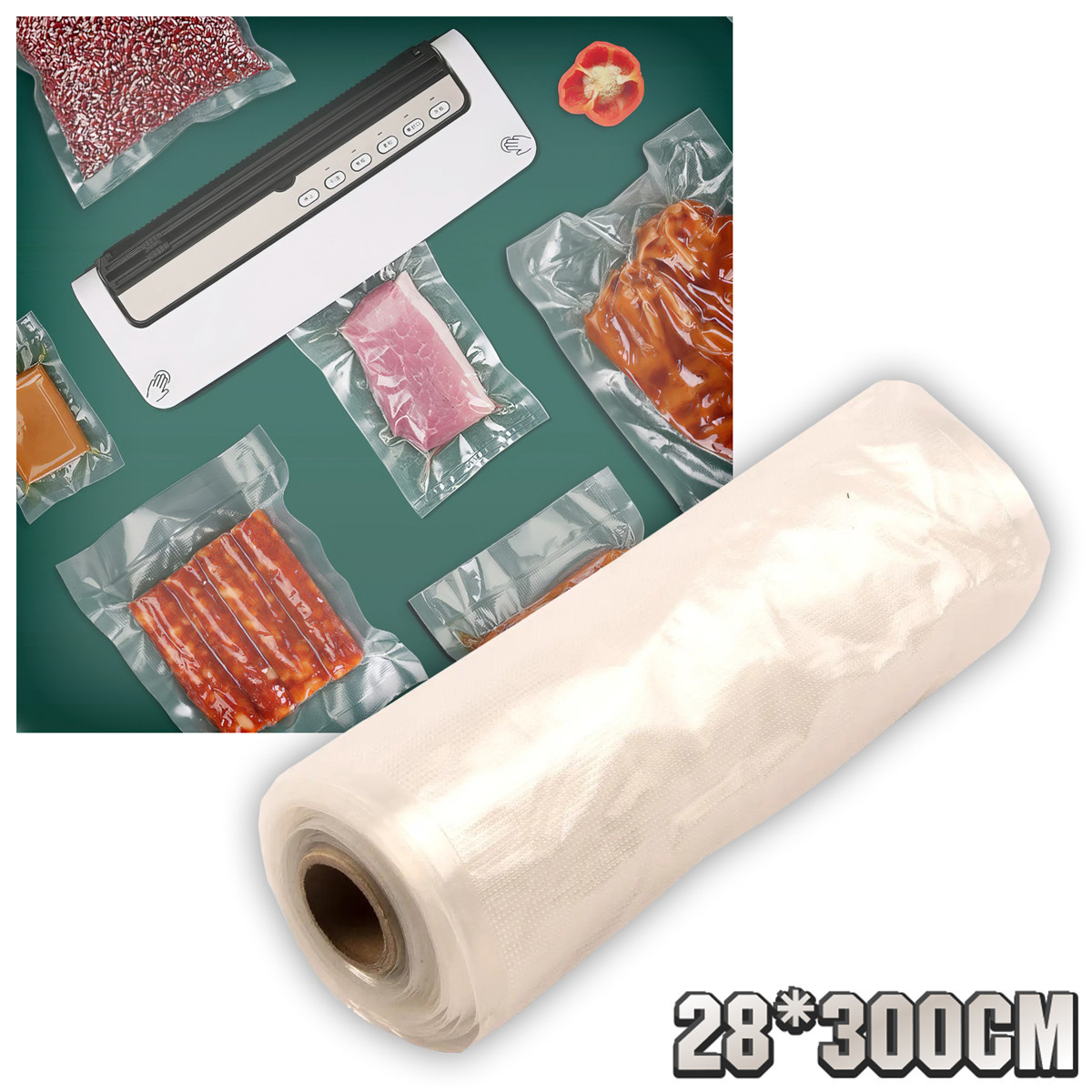 Вакуумные пакеты для продуктов 300х28см гофрированные пакеты для вакууматора, пакеты для сувид в рулоне