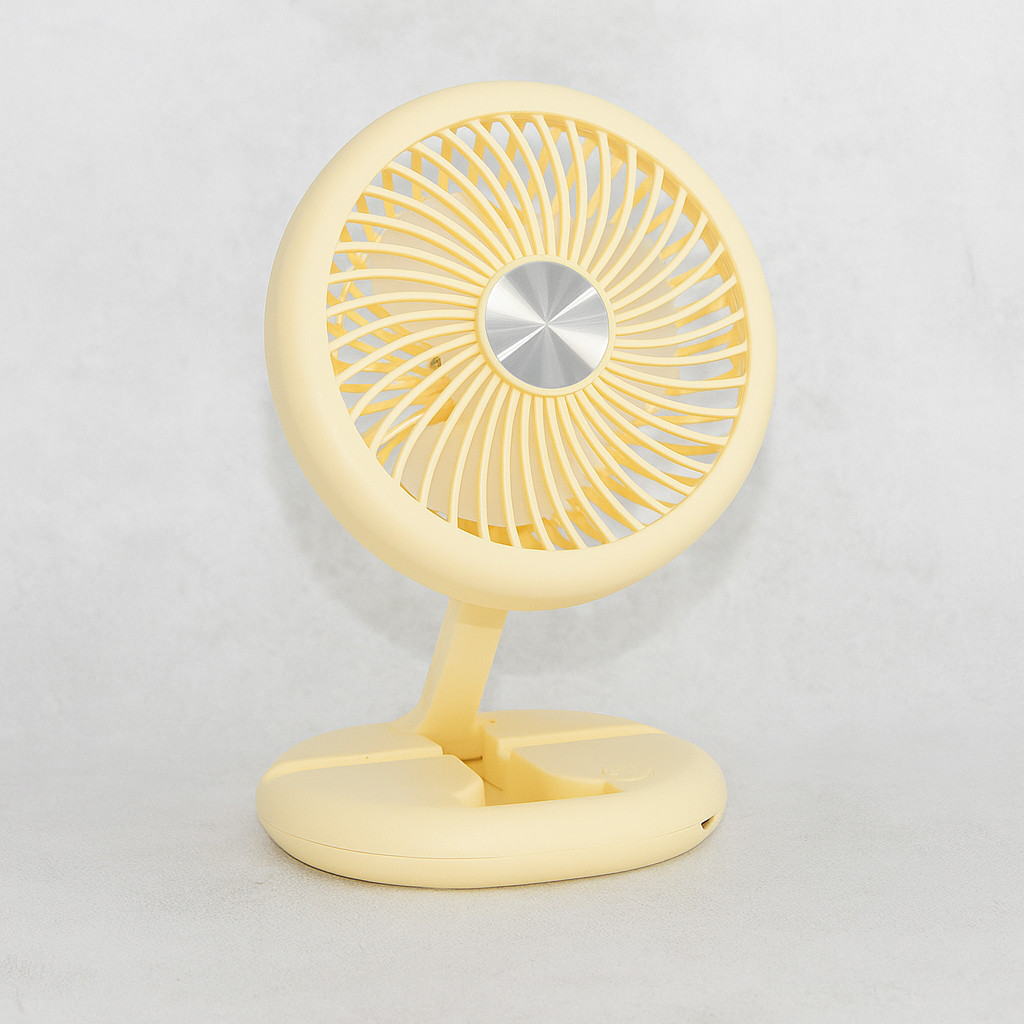 Компактный мини вентилятор на аккумуляторе Mini Fan W1646 Жёлтый — складной настольный USB вентилятор