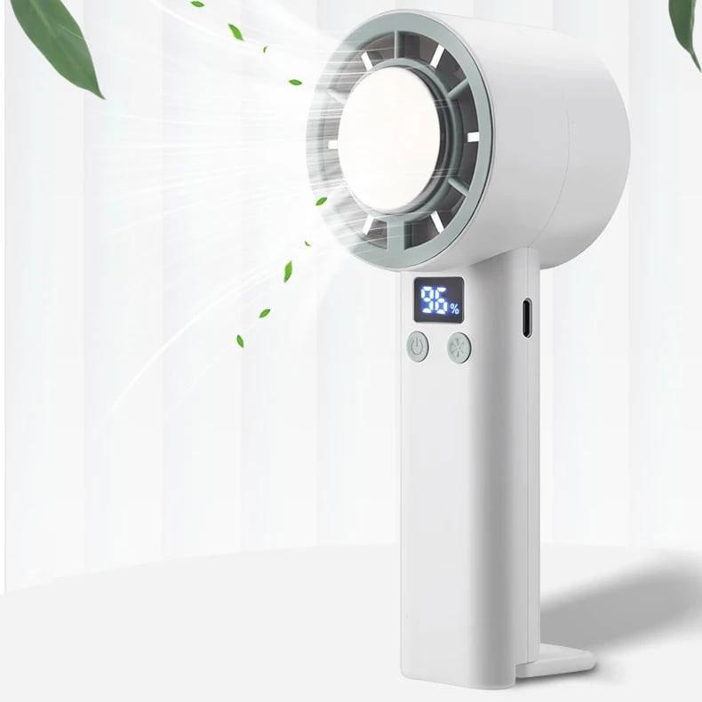 Портативный мини вентилятор Handheld fan с дисплеем XP-C01 12W, Бело-зеленый, аккумуляторный вентилятор