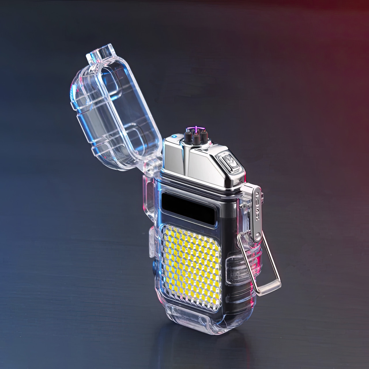 Электро-импульсная USB зажигалка с фонариком Double Arc Lighter ЮСБ зажигалка с двумя молниями