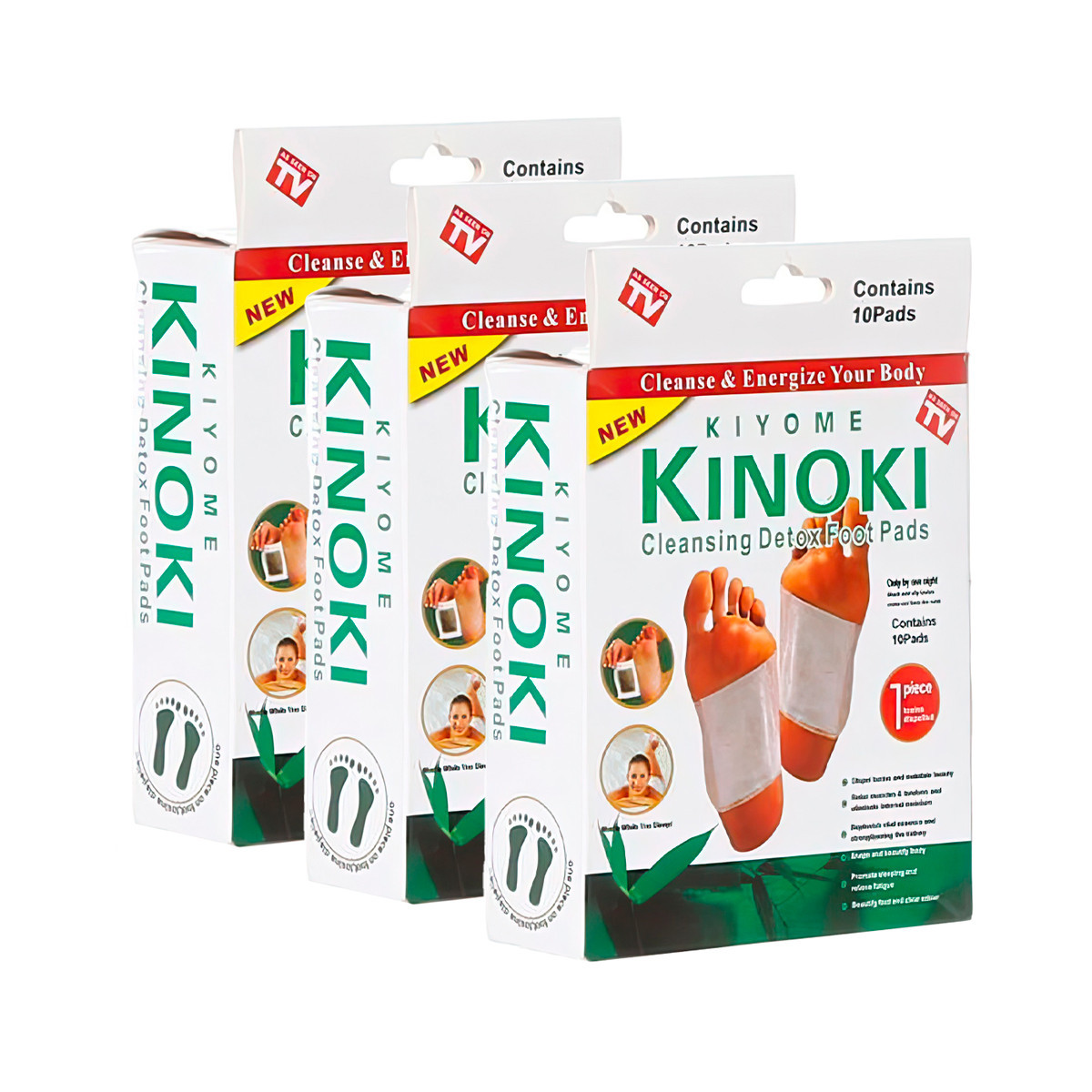 Комплект 3 упаковки, пластырь для выведения токсинов Kinoki 10 шт./уп. | пластир для виведення токсин