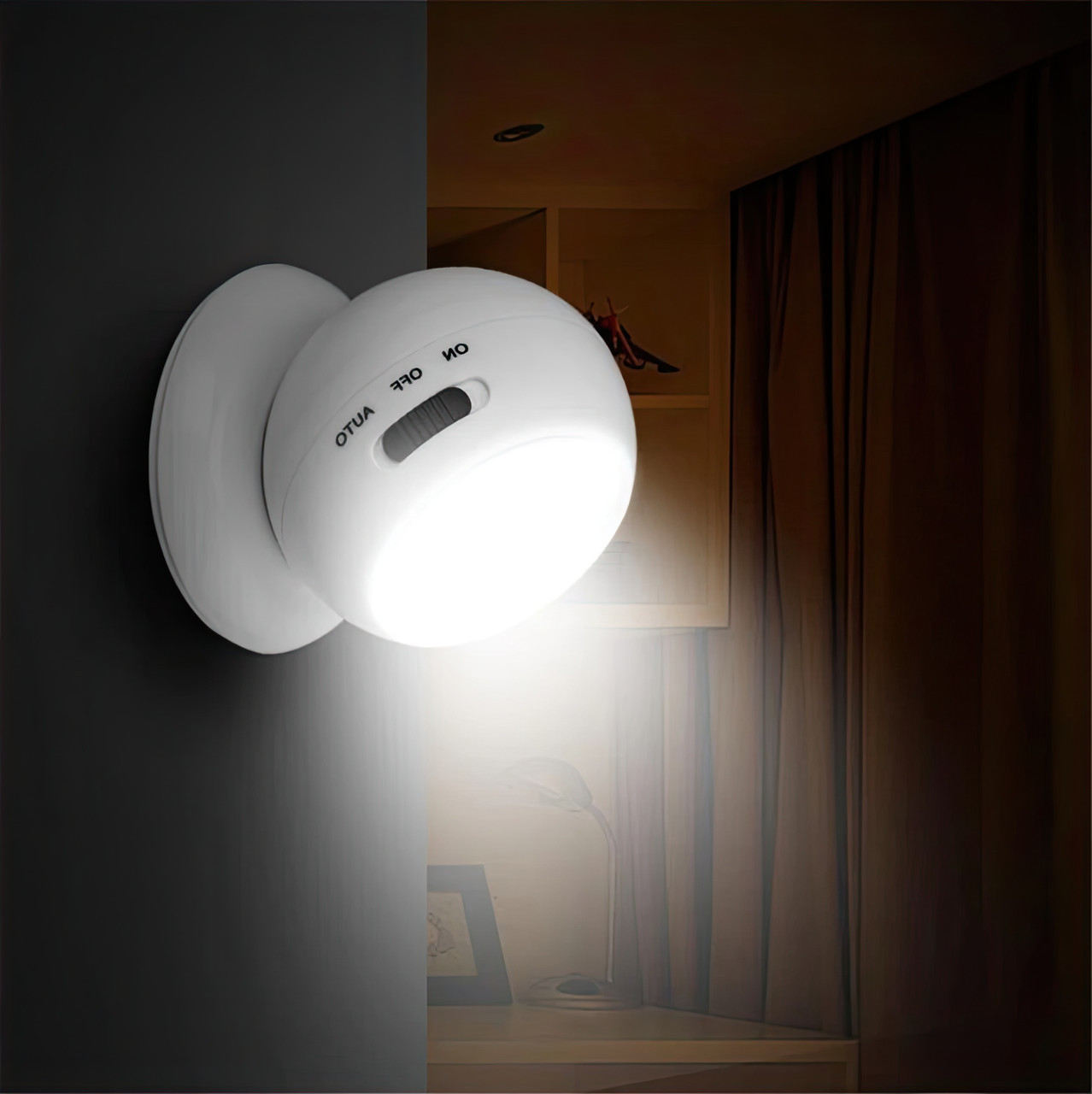 Светодиодная лампа с датчиком движения на аккумуляторе Белая Motion Sensor Light, светильник настенный