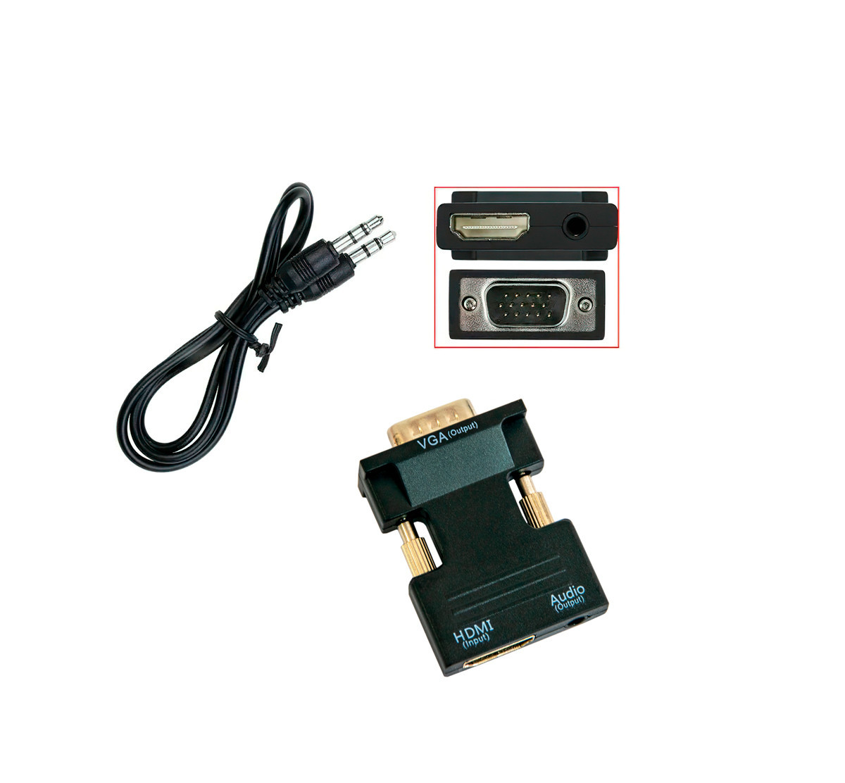 Переходник с hdmi на vga с аудио Черный 5х3.5 см, конвертер hdmi vga | перехідник з hdmi на vga