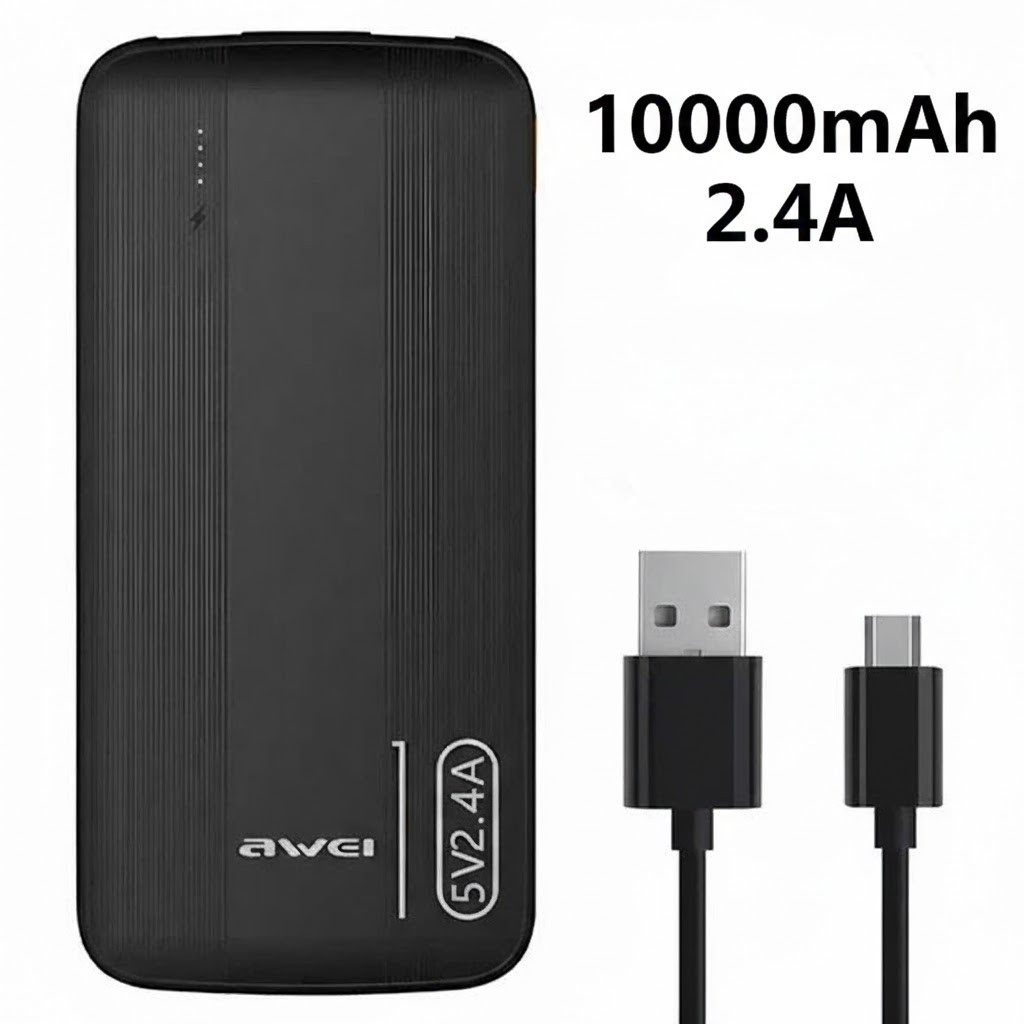 Повербанк AWEI P20K 10000mah 2.4A 12W Черный, портативная зарядка для телефона, внешний аккумулятор power bank Повербанк AWEI P20K 10000mah 2.4A 12W Черный, портативная зарядка для телефона, внешний аккумулятор power bank