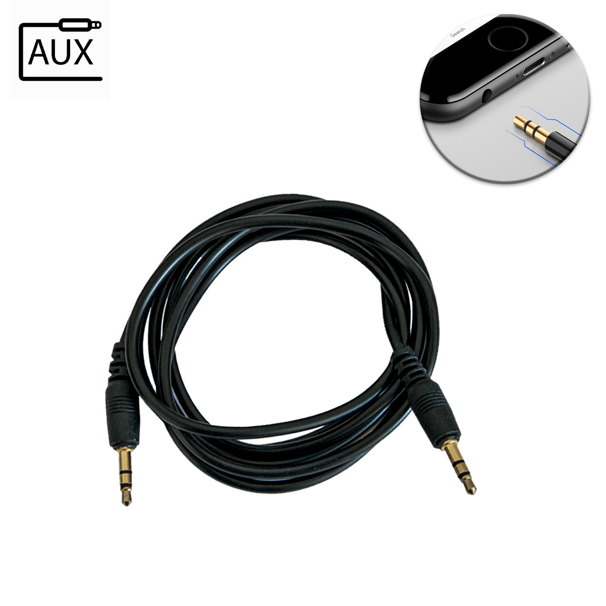 AUX кабель в машину 1.4м Черный, удлинитель аукс Mini Jack 3.5мм - Mini Jack 3.5мм, провод аукс для авто