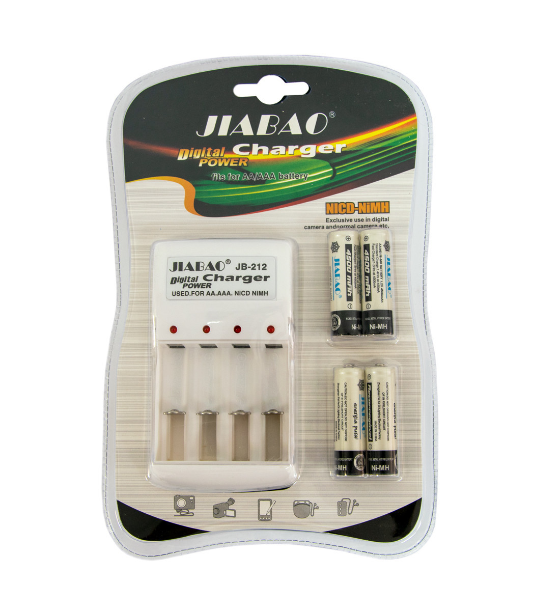 Зарядное устройство аккумуляторных батарей JIABAO JB-212 + аккумуляторы 4 шт. (AA)
