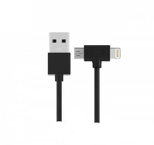 Кабель Combo 2-in-1 Axe Lightning/microUSB 1м black WK 304701