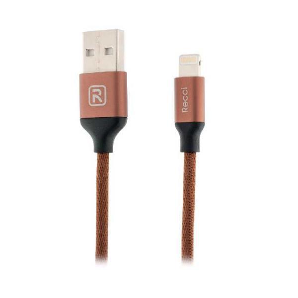 Lightning кабель Fabrics RCL-M100, 1m brown Recci CC300162