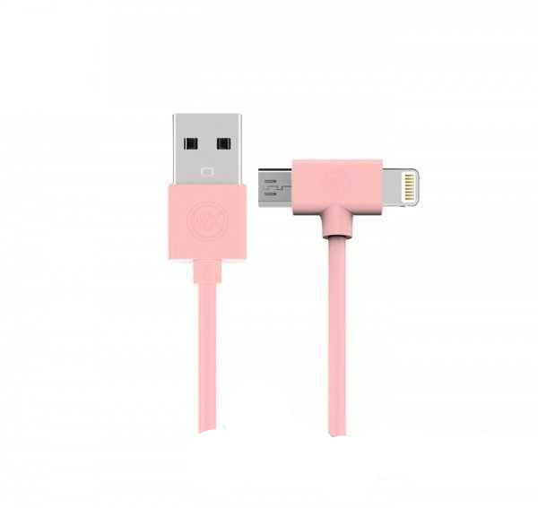Кабель Combo 2-in-1 Axe Lightning/microUSB 1м pink WK 304704