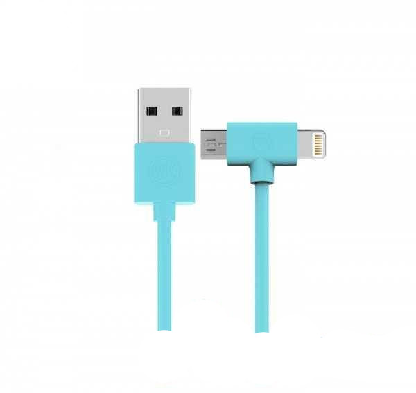 Кабель Combo 2-in-1 Axe Lightning/microUSB 1м blue WK 304703