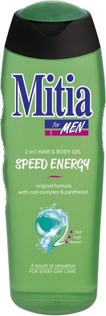 Мужской шампунь-гель для душа 2в1 Mitia Speed Energy 8595025827753 400 мл