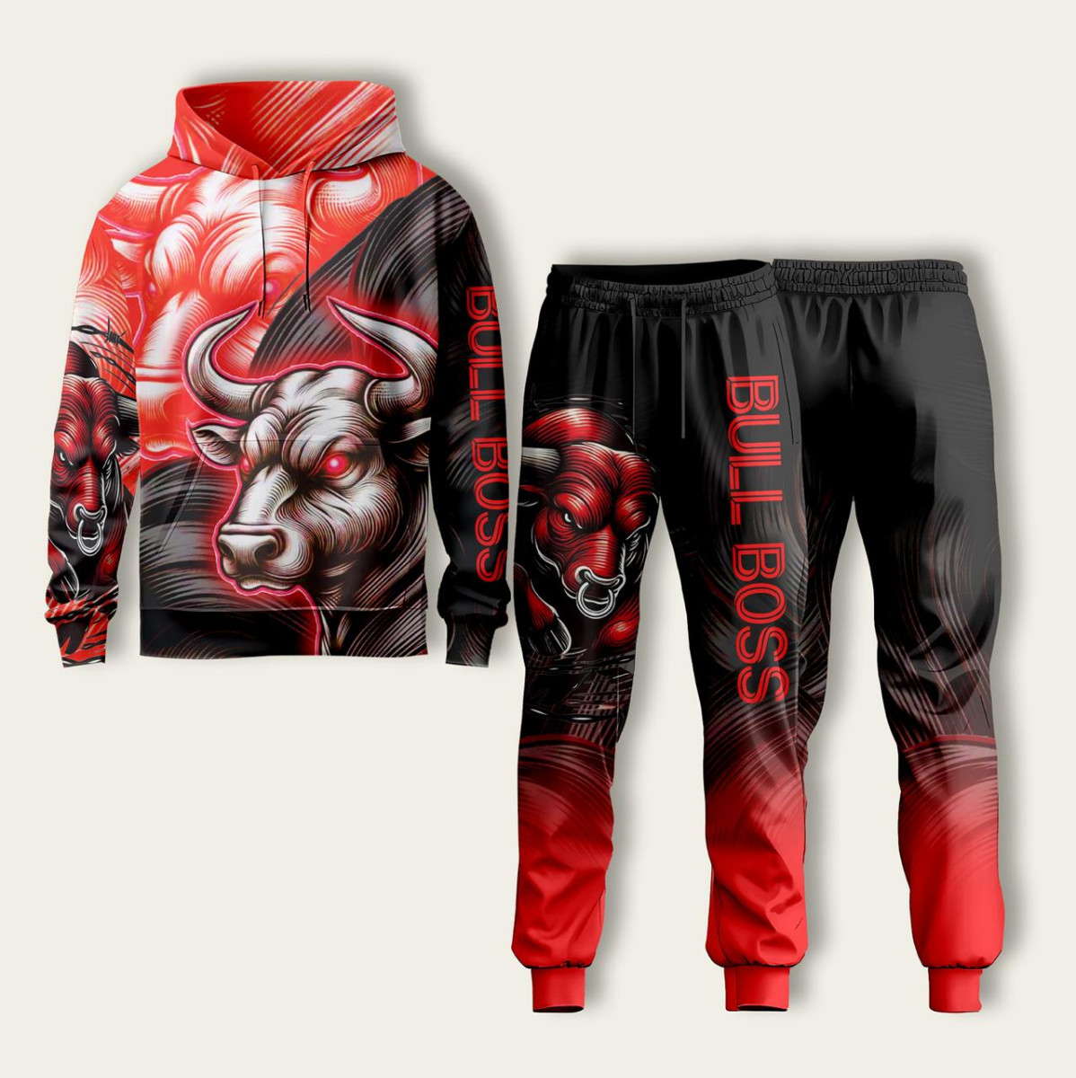 Костюм спортивный Худи и брюки с 3D принтом BULL BOSS 30920 XS