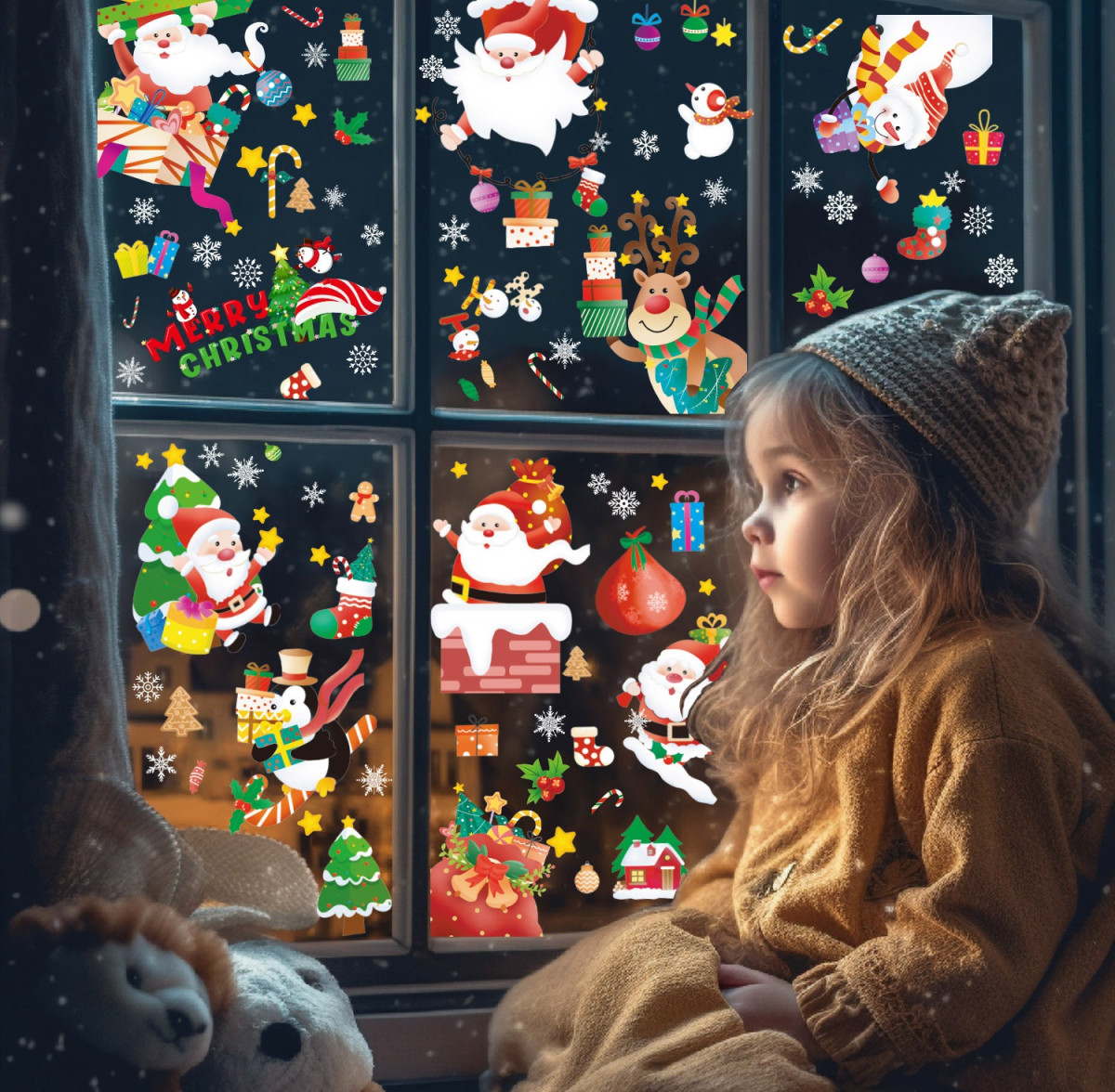 Набор новогодних наклеек на окно Happy New Year 9 14578 20х30 см 9 листов