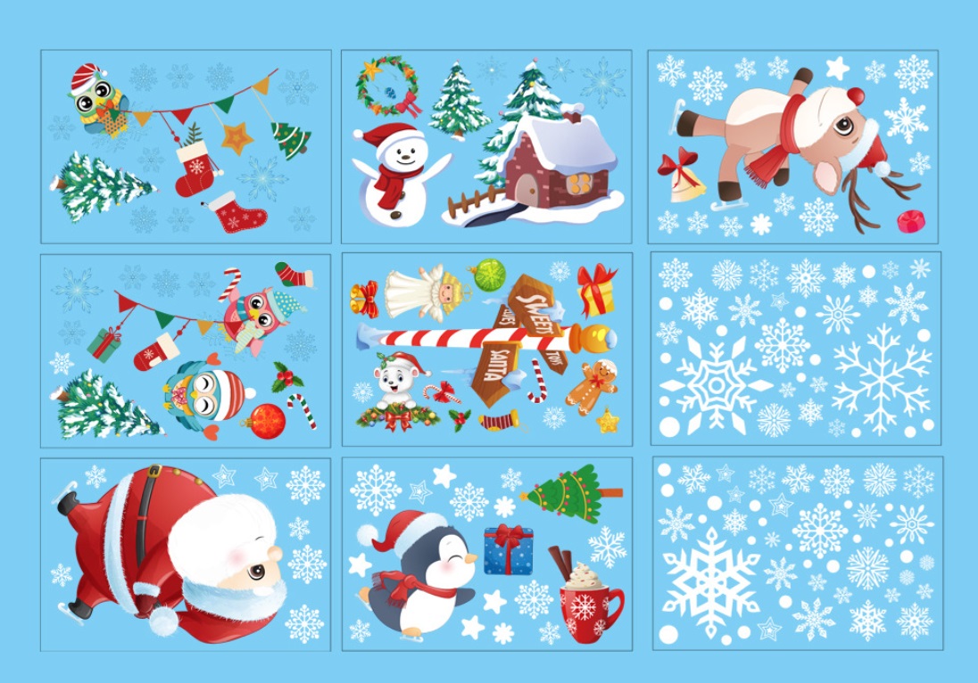 Набор новогодних наклеек на окно Happy New Year 8 14577 20х30 см 9 листов