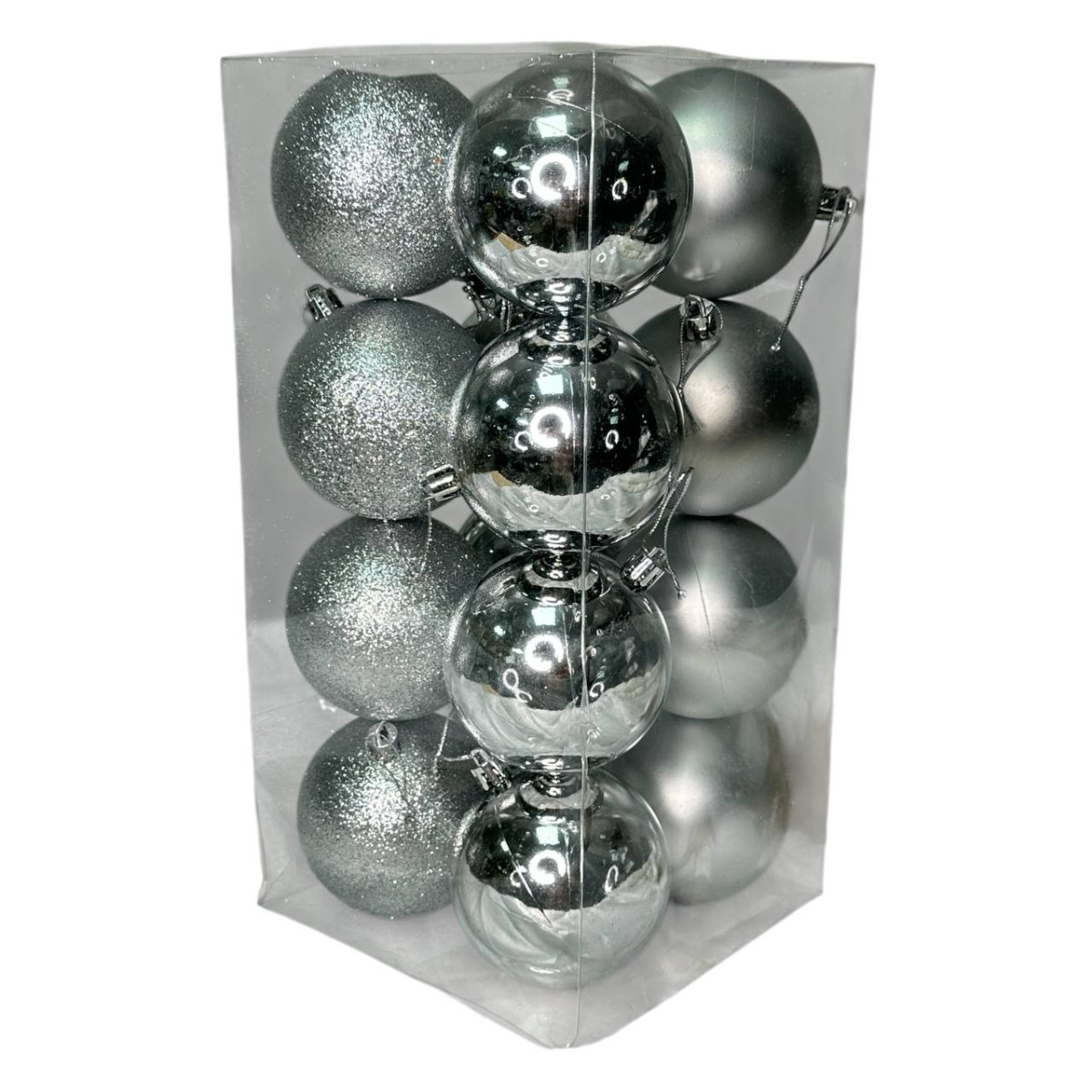 Набор игрушек на елку K42-31 19455 8 см 16 шт серебристый