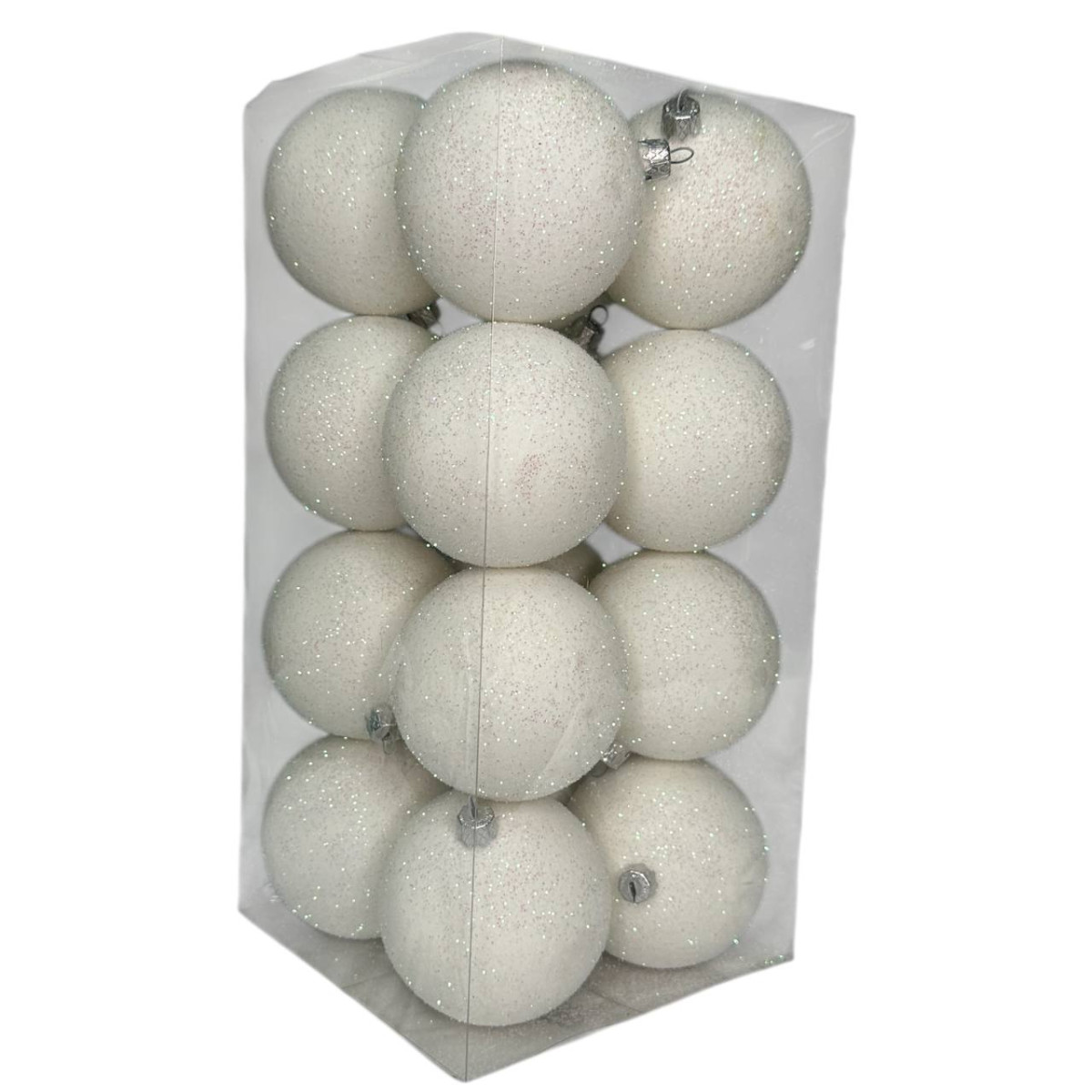 Набор игрушек на елку K69-31 19541 8 см 16 шт белый бархат