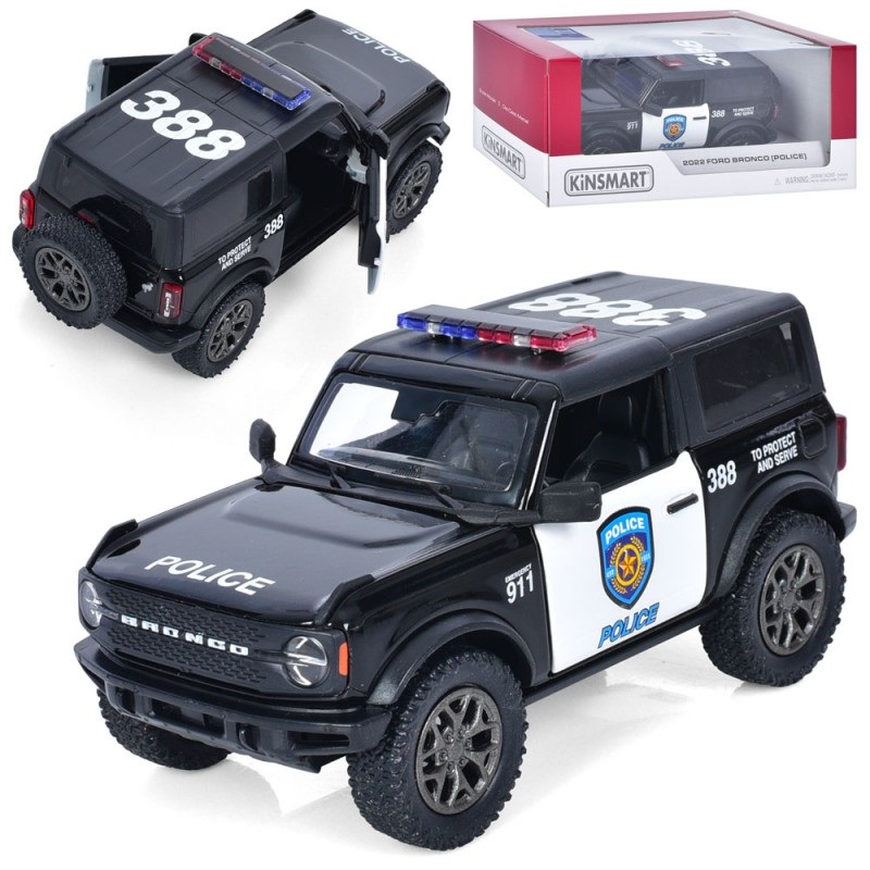 Машинка полицейская инертная Kinsmart Ford Bronco KT5438WP 12.5 см