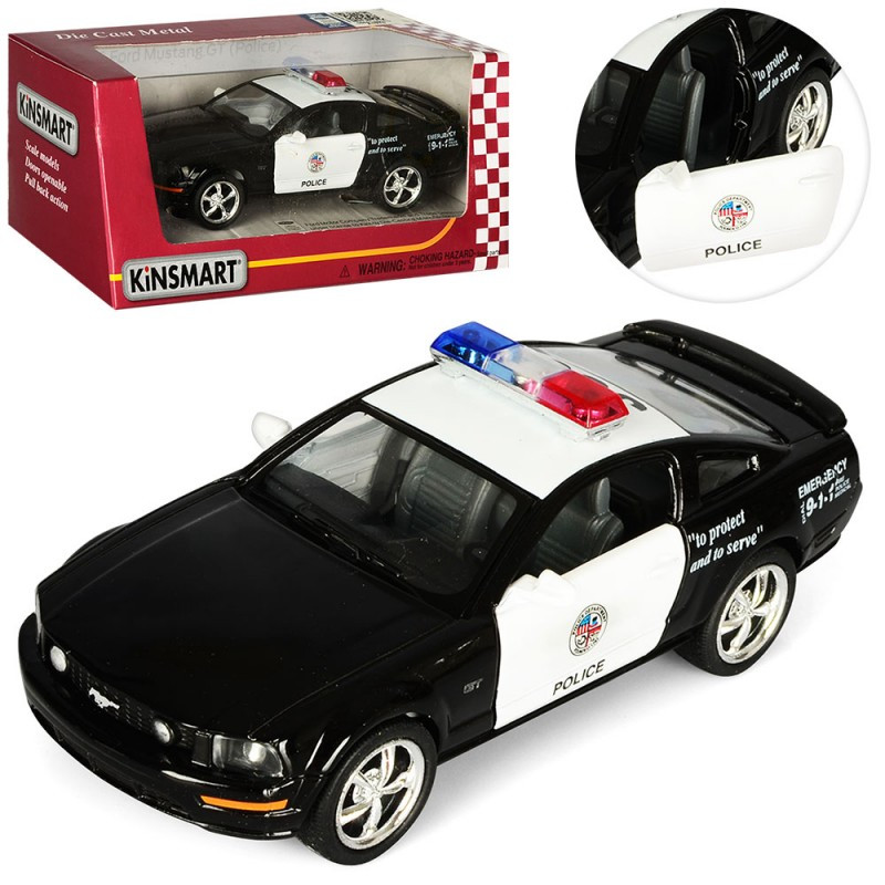 Машинка полицейская инертная Kinsmart Ford Mustang KT5091WP