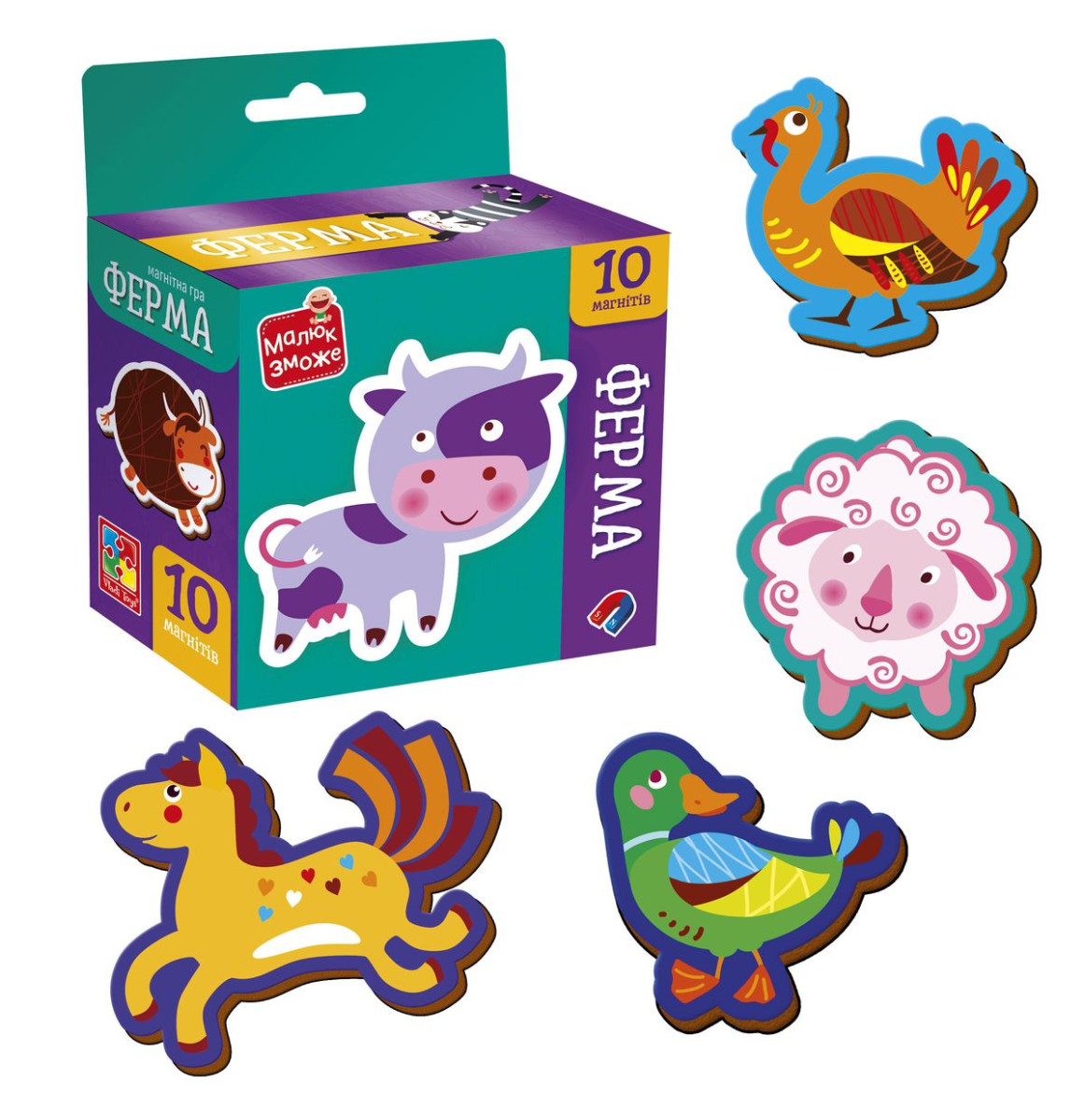 Игра развивающая магнитная Vladi Toys Ферма VT3106-36 10 деталей