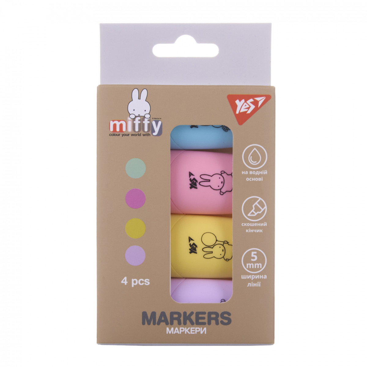 Набор маркеров текстовых YES Miffy 391093 4 цвета