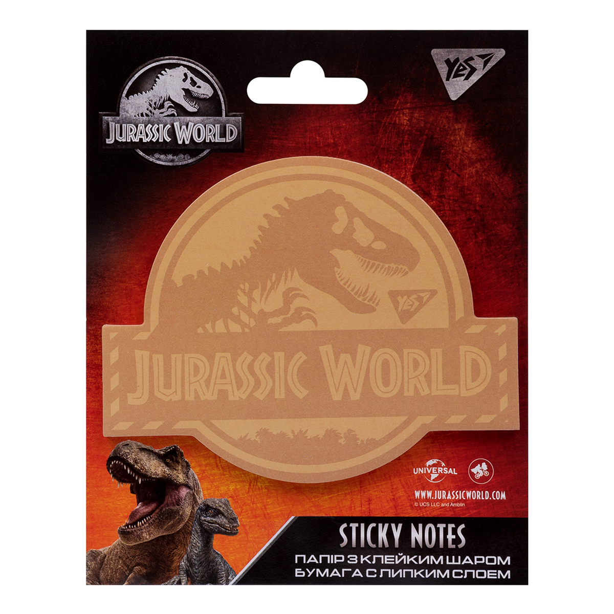 Бумага для заметок с липким слоем YES JURASSIC WORLD.Dangerous Dino 170264 40 листов