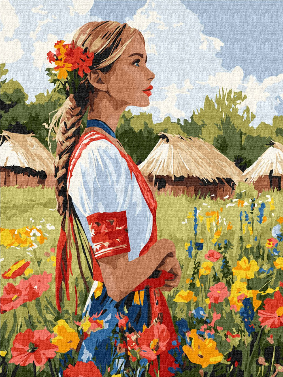 Картина по номерам Идейка Красивая украинка KHO8485 30х40 см