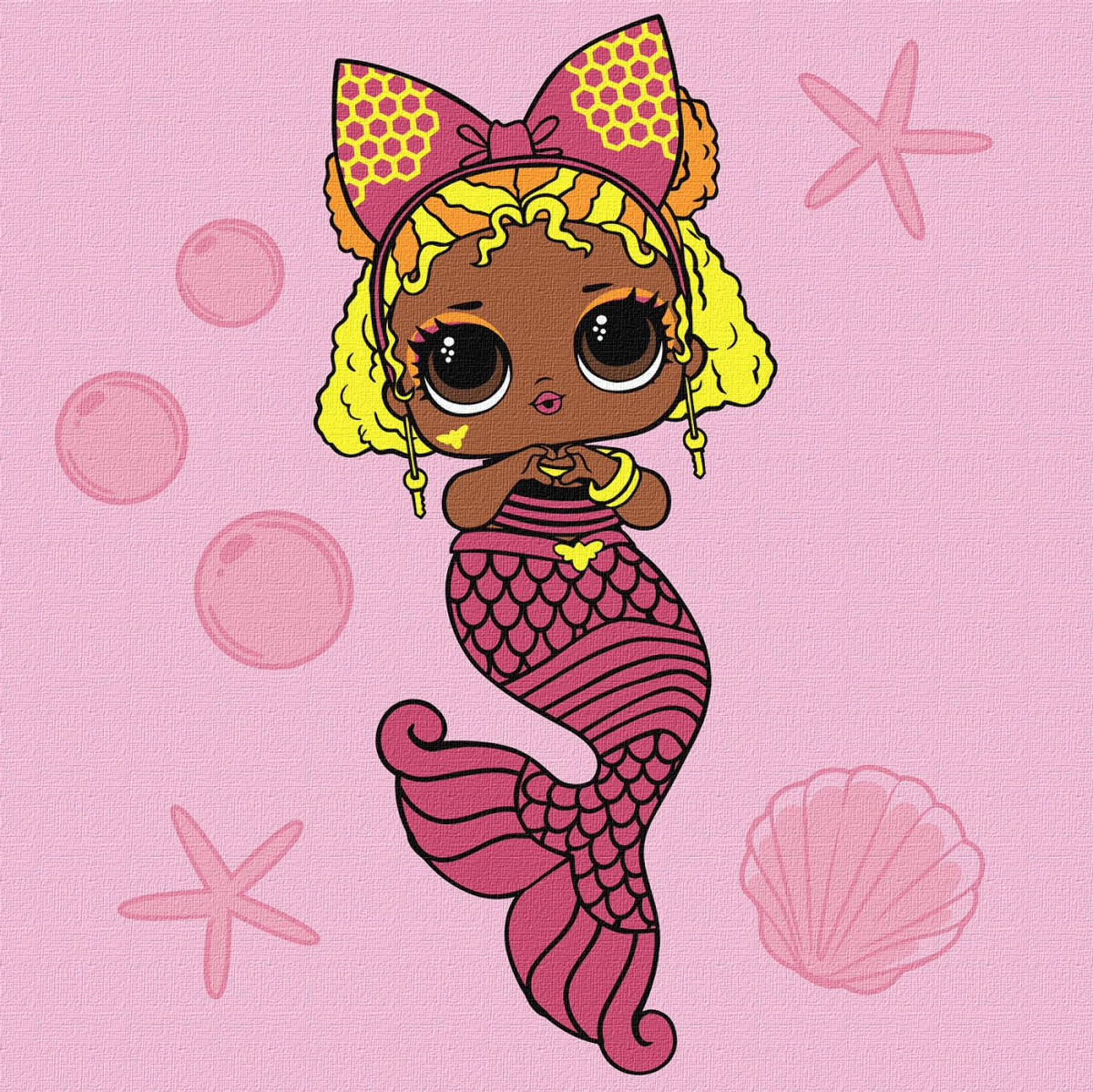 Картина по номерам Идейка L.O.L. Surprise! Mermaids Queen Bee KHO6265 40х40 см