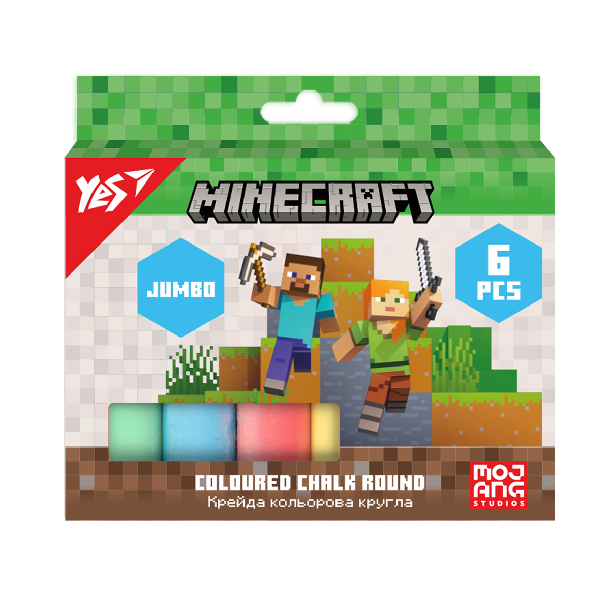 Мел цветной круглый Yes Minecraft 400558 6 цветов