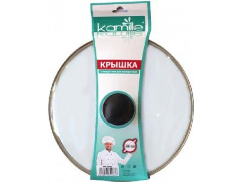Крышка стеклянная Ø28см из металлическим ободком Kamille (a0648L)