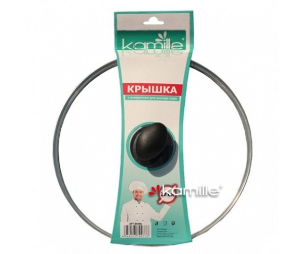 Крышка стеклянная Ø24см из металлическим ободком Kamille (a0644L)
