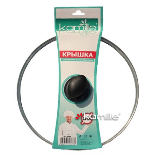 Крышка стеклянная Ø22см из металлическим ободком Kamille (a0642L)