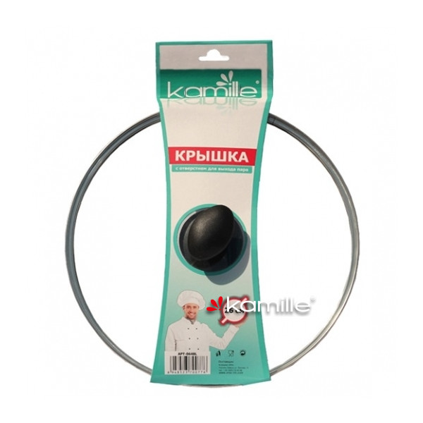 Крышка стеклянная Ø26см из металлическим ободком Kamille (a0646L)