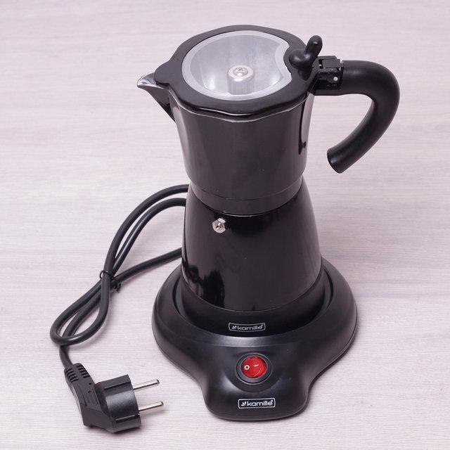 Гейзерная электрическая кофеварка из алюминия на 6 порций (300 мл) Kamille KM-2600