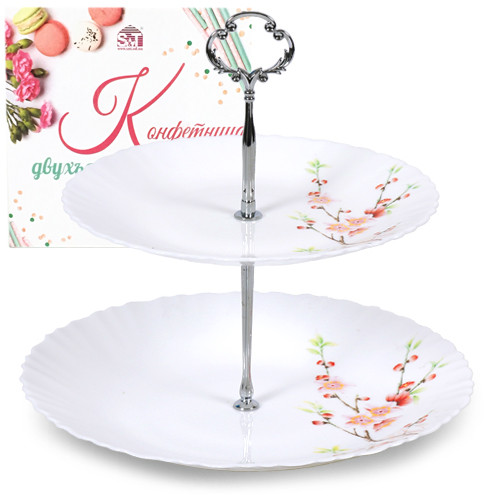Конфетница 2х ярусная 22 х 26 х 30 см Японская вишня Snt 30091-61122 Конфетница 2х ярусная 22 х 26 х 30 см Японская вишня Snt 30091-61122