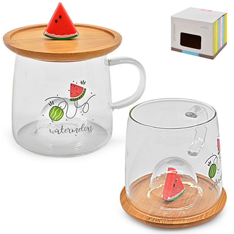 Кружка с крышкой-подставкой Stenson Watermelon R-29549 280 мл