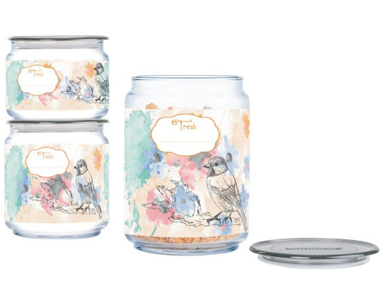Набор банок для сыпучих продуктов 3 шт Plano Happy Bird Luminarc P9217 Набор банок для сыпучих продуктов 3 шт Plano Happy Bird Luminarc P9217